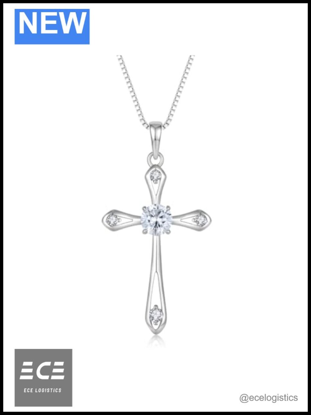 925 Sterling Silver Birthstone Cross Necklace CZ Pendant